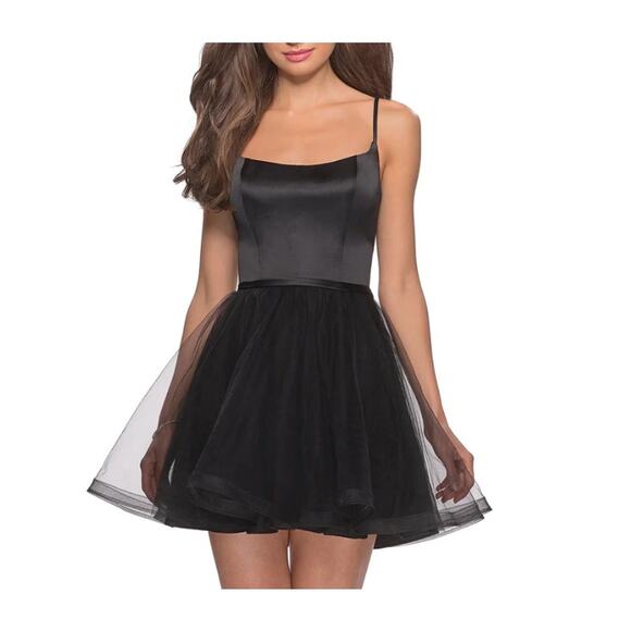 New ~ LA FEMME ~ Satin And Tulle Mini Dress Size 8 HOMECOMING - Picture 1 of 6